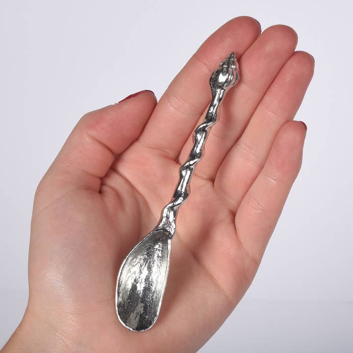 Mussel Small Pewter Sauce Spoon for wholesale by Glover & Smith