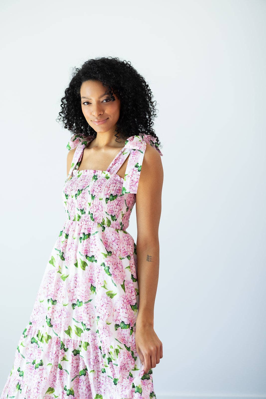 Kathleen Maeve - Wholesale Dress - Women's - Emma Bow Maxi Dress | Pink Hydrangeas8