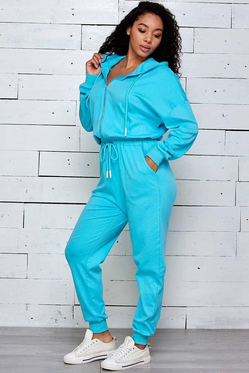 Shop Michella – Großhandel Jumpsuit – Damen – SWEAT-KAPUZEN-JUMPSUIT MIT RIPPBAND3