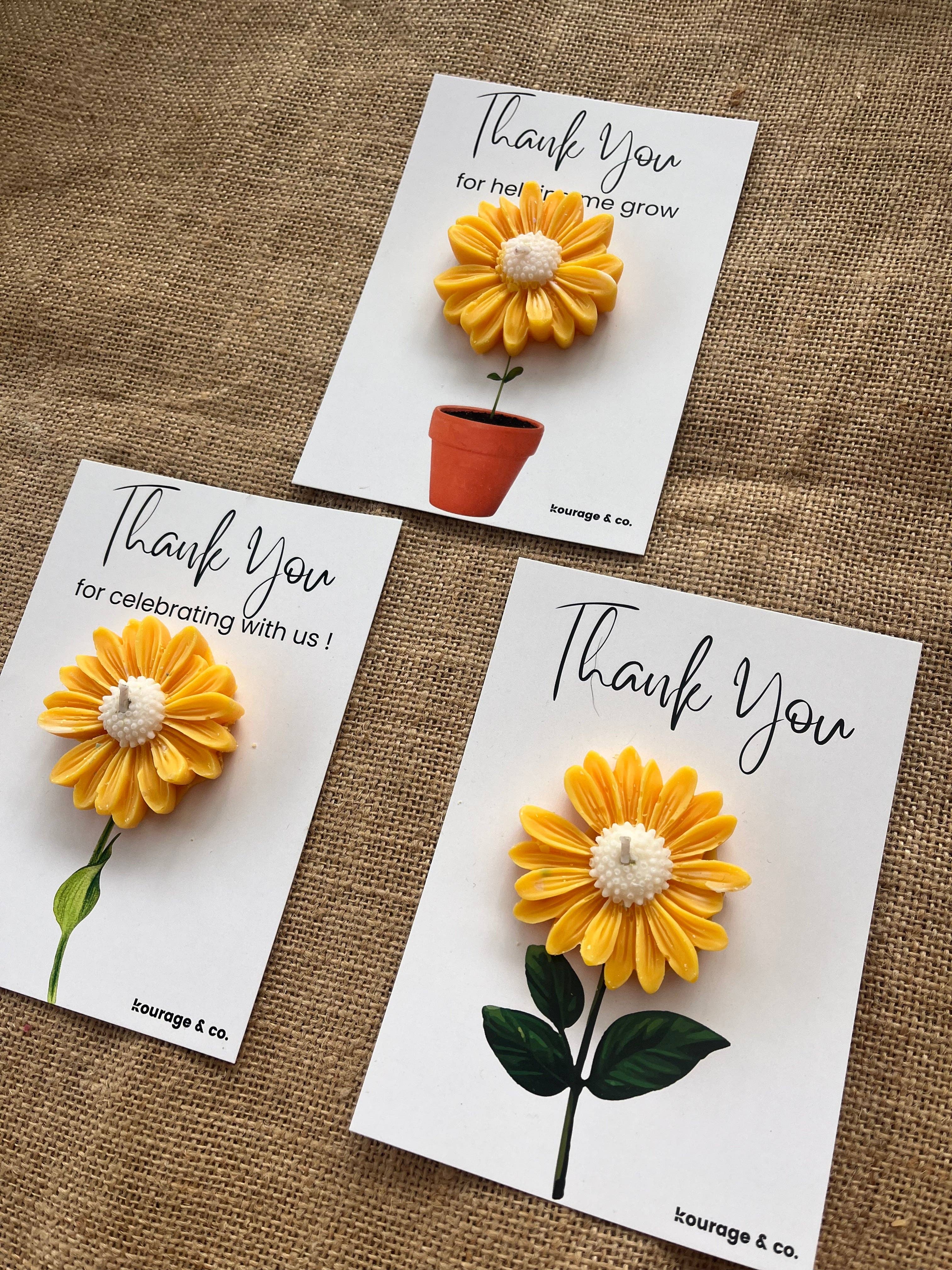 Kourage & co – wholesale Thank you card – Daisy Candle Favour - Thank you Card8