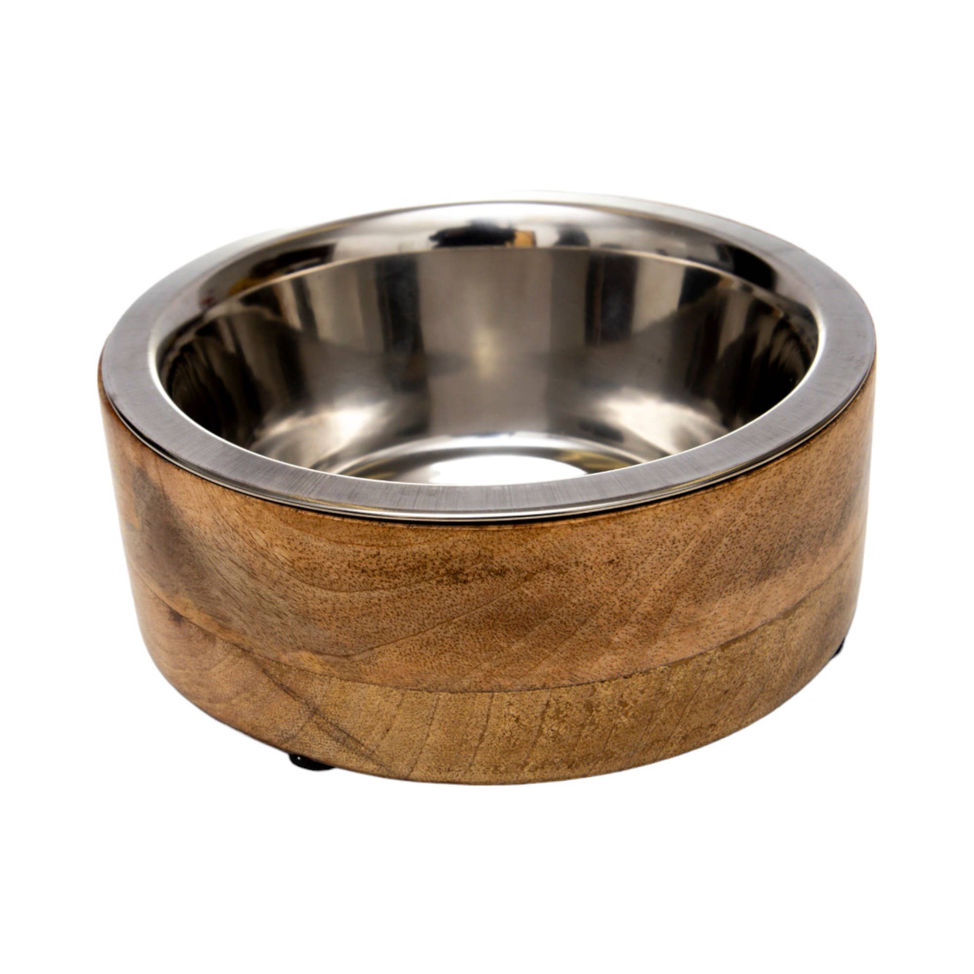 Jojo Modern Pets - Wholesale Pet Bowl - Cat/Dog - Stainless Steel Dog Bowl with Cylindrical Mango Wood Holder