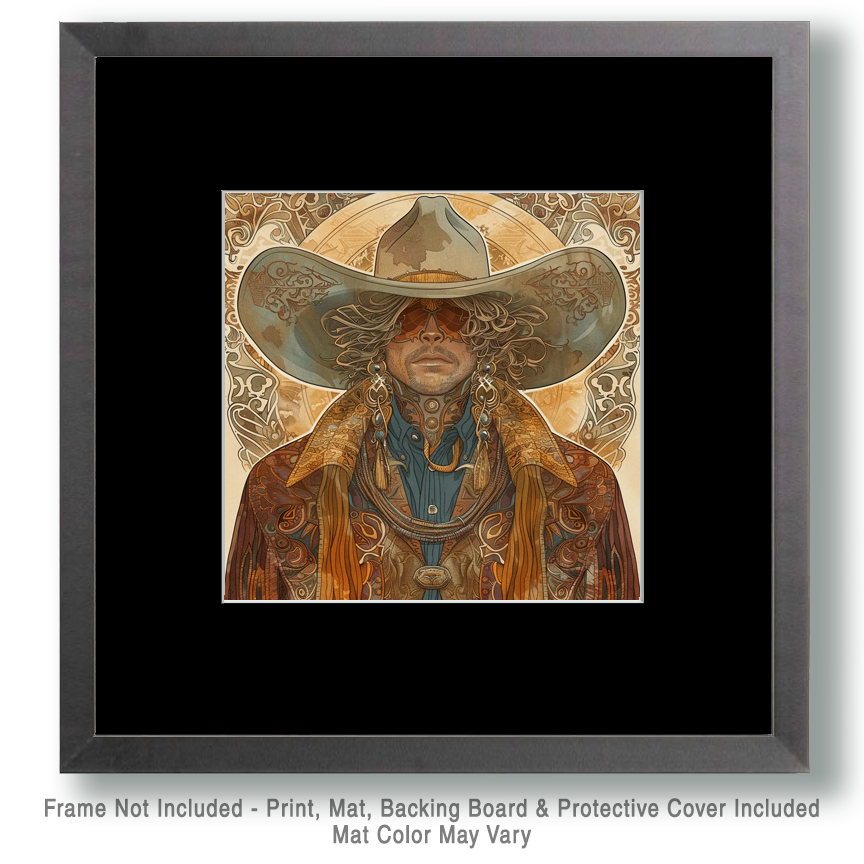 Mowbi - Vente Affiche d'art - Impression artistique El Pistolero Cowboy 8 x 8 pouces1