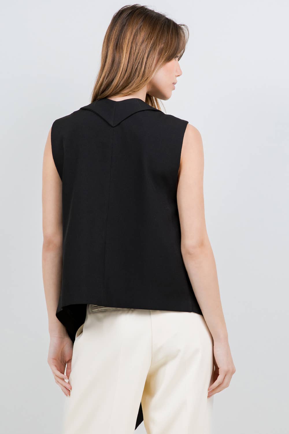 Noir GILET SANS MANCHES TISSÉ AVEC ÉCHARPE ATTACHÉE - NOIR en vente sur Faire2