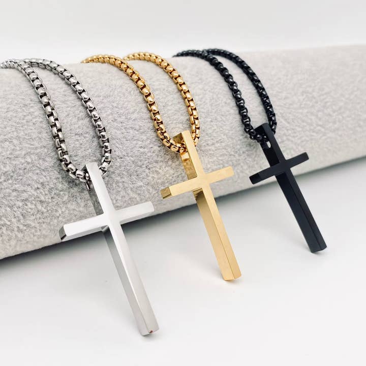 Mio Queena - Wholesale Pendant/Charm Necklace - Glossy Cross Stainless Steel Pendant Necklace - MJ/MNP