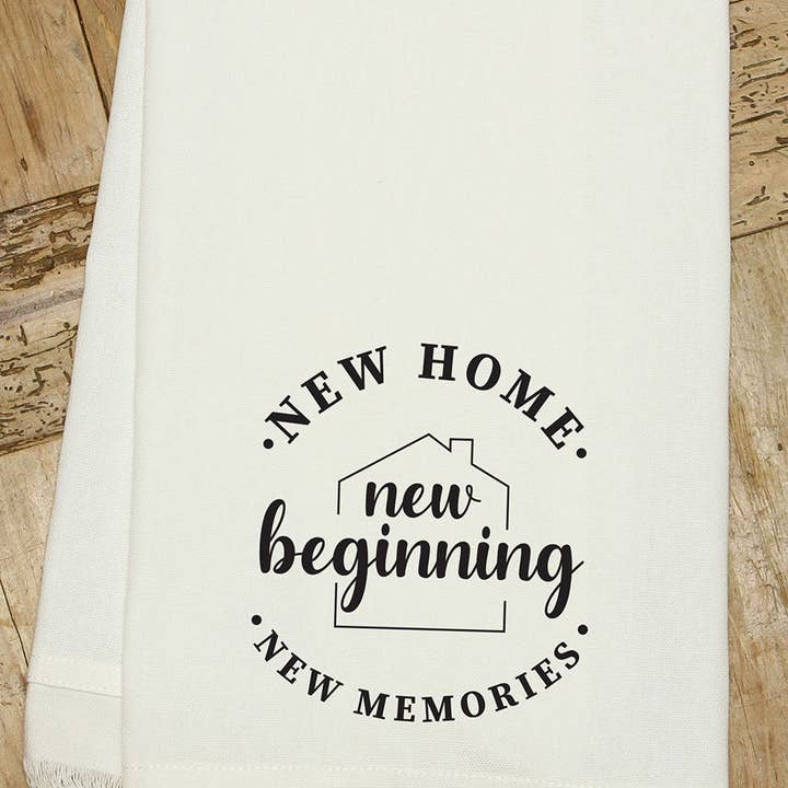 Second Nature by Hand - Wholesale Tea Towel - New Home. New Beginning. New memories. / (MS Natural) Kitchen Tea Towel