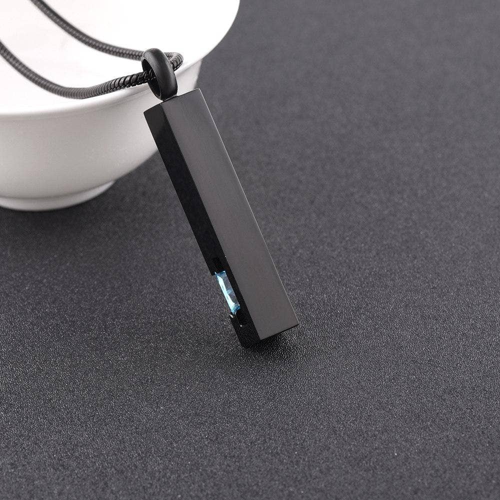 Cherished Emblems – wholesale Pendant/charm necklace – Black Cremation Urn Necklace Column With Gemstone7