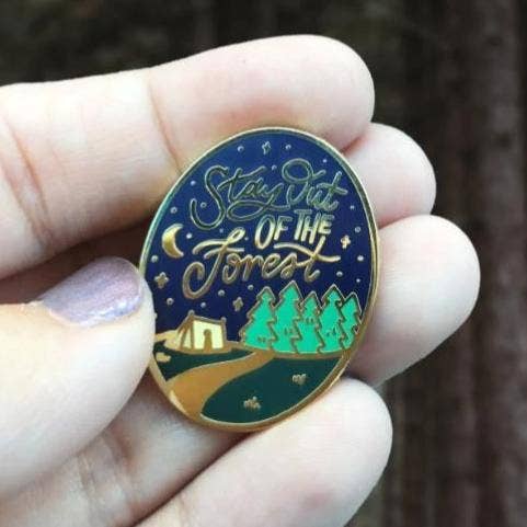 Stay Out Of The Forest Pin for wholesale by A Fink & Ink