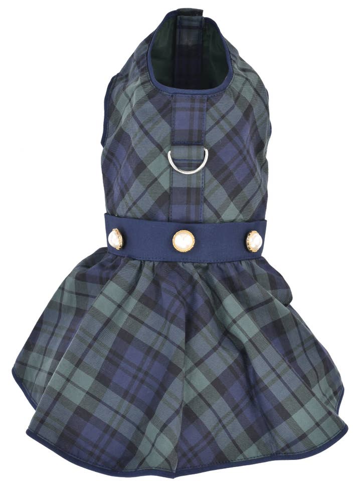 Scottish Taffeta Dress Green Blue Plaid – Elegant Look for wholesale by Parisian Pet®