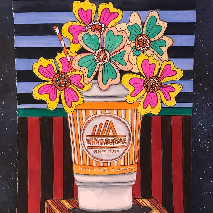 Whataburger Flowers for wholesale by Samantha Koehn Art