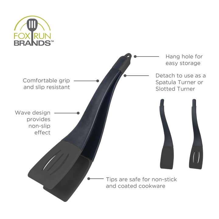 Fox Run Brands - Wholesale Spatula/Turner - Fox Run 3-In-1 Black Nylon Spatula, Tongs, and Turner, 14