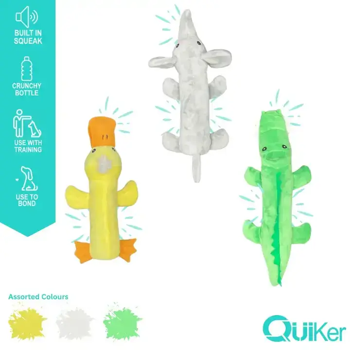 Quiker Pet Products - Vendita all'ingrosso Peluche - Cani - Giocattolo per cani Bottle Crunch Creatures - Confezione da 3 pezzi Inner0