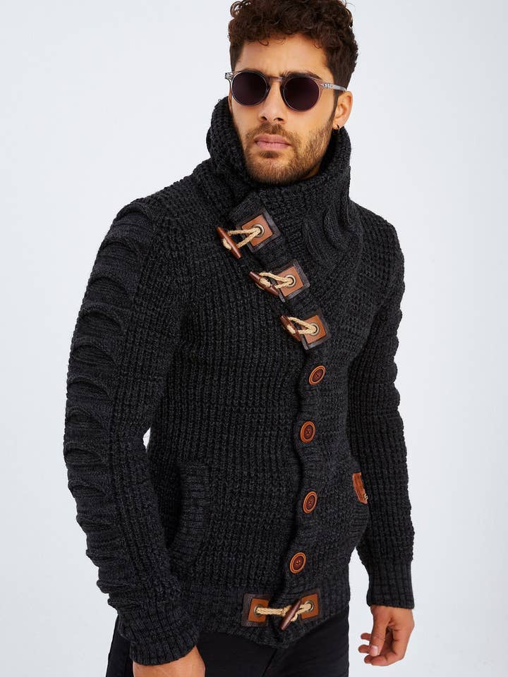 Leif Nelson GmbH - Wholesale Knit Sweater - Men's - Men's Knit Sweater Chunky Knit Shawl Collar LN-558519
