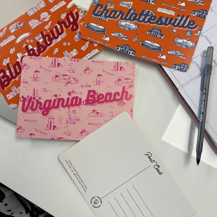 Thirteenwinks – wholesale Postcard – Blacksburg, VA Virginia State Toile Postcard, VA - Virginia Tech2