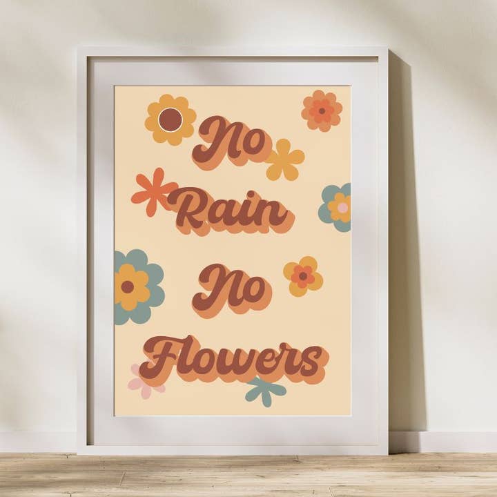 Inget regn Inga blommor Retro konsttryck, A6, A5, A4 för wholesale av Kingtoni Cards