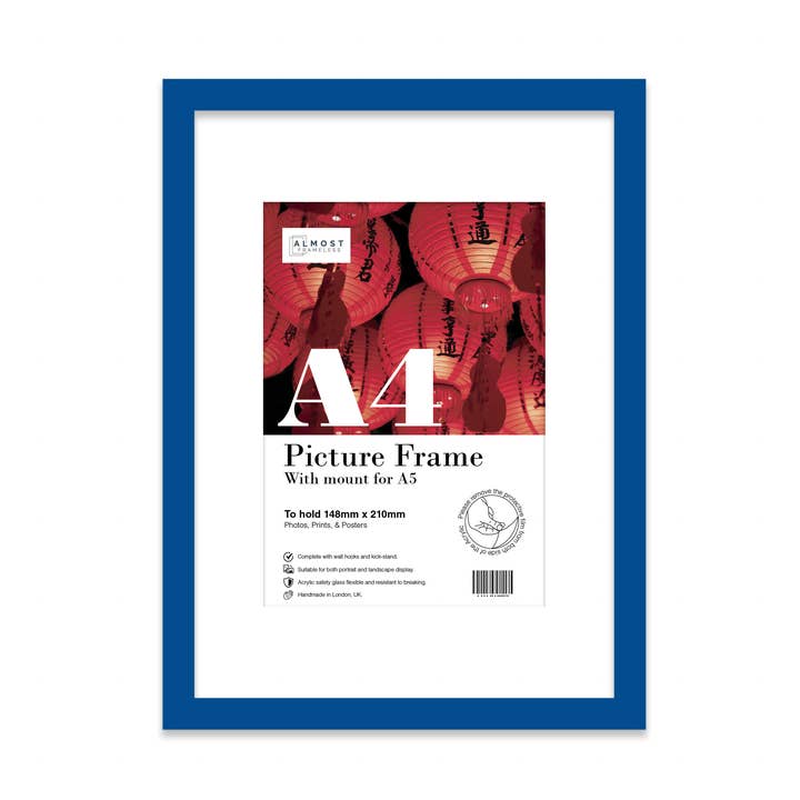 Blue A4 Picture Frame With mount for A5 for wholesale by WholesaleFrames.co.uk