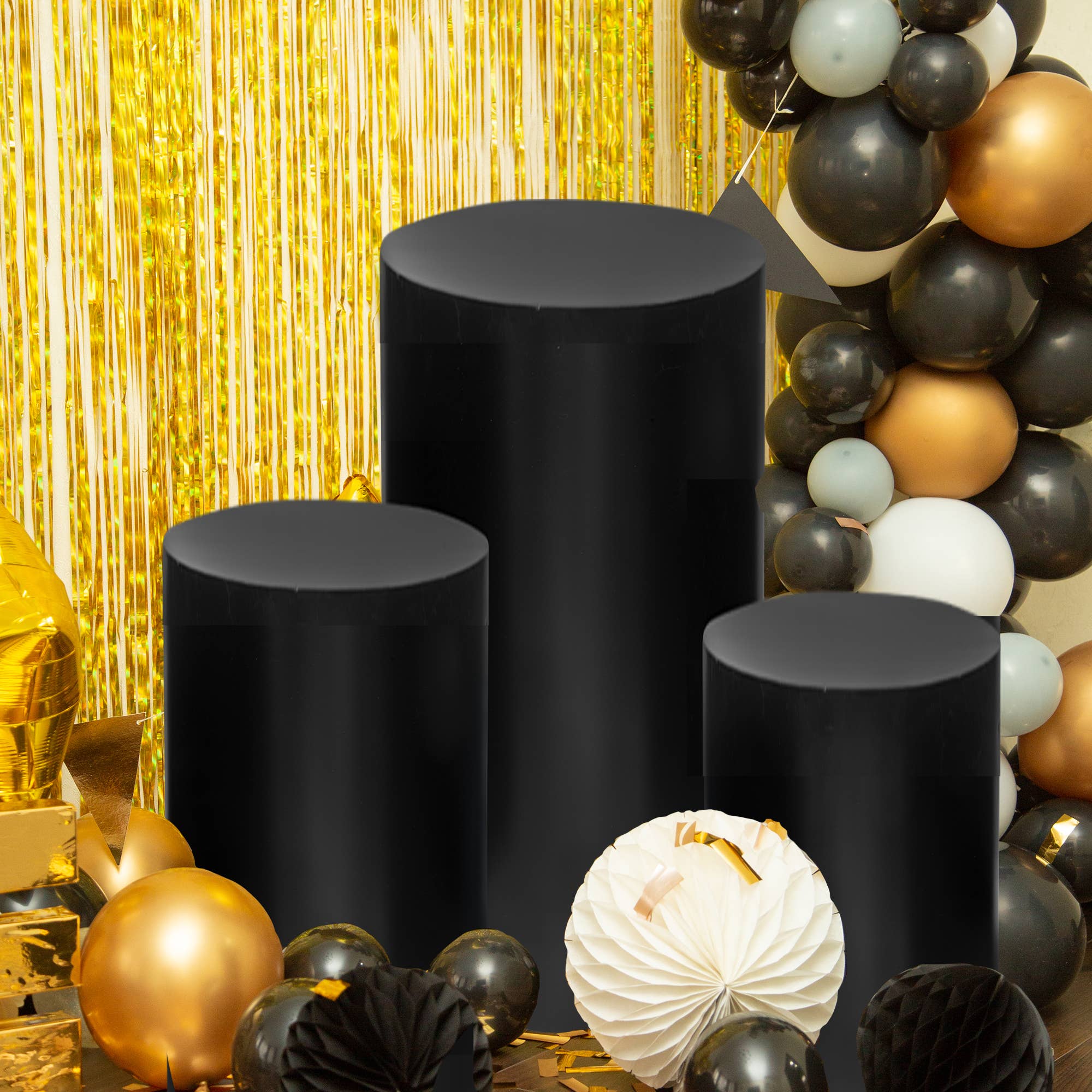 Portofino International Trading, USA - Wholesale Retailer Display Stand/Case - Metal Cylinder Pedestals Display 3pc/set - Matte Black5