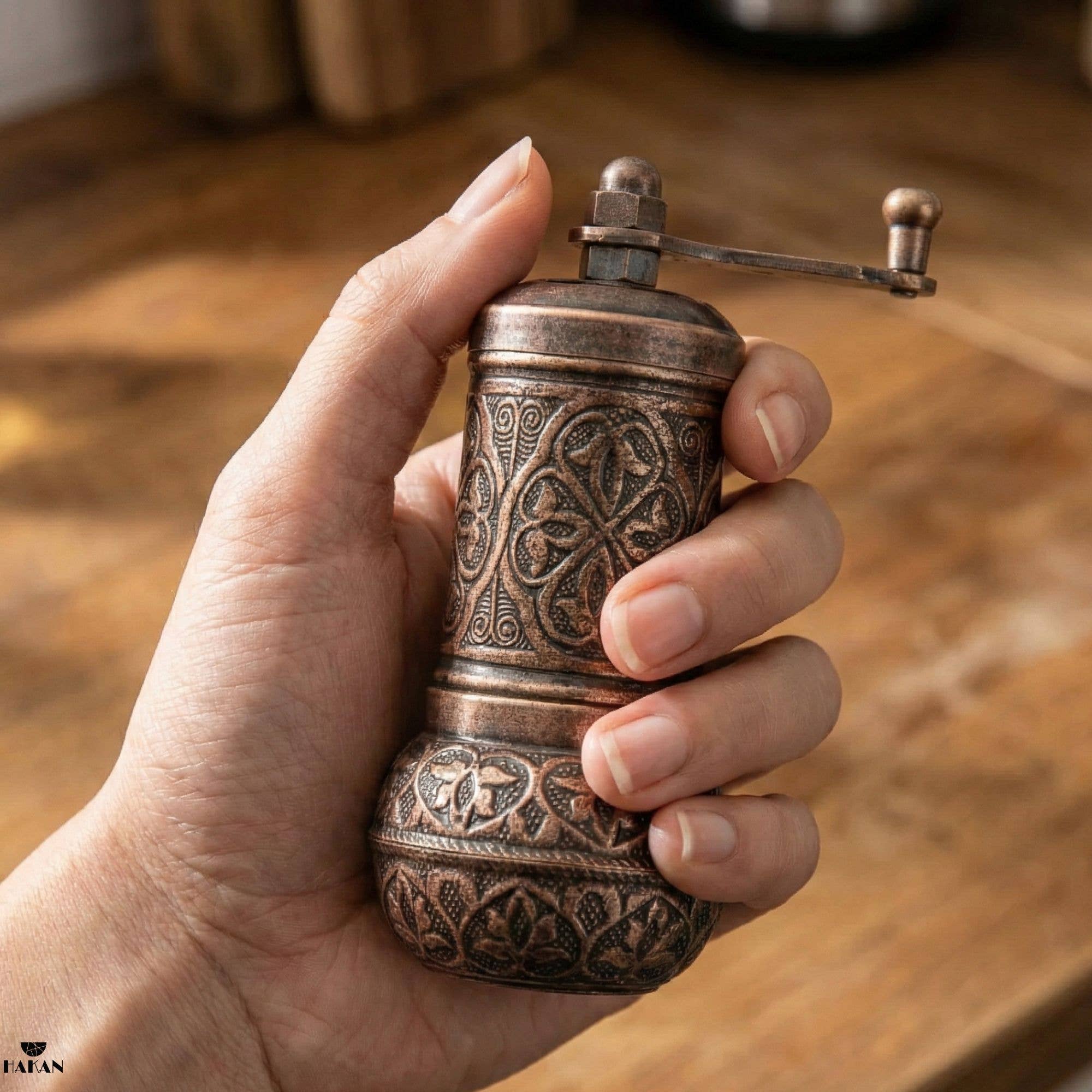 Hakan - Wholesale Pepper Mill - Copper Black Pepper Grinder, Refillable Spice Mill, 4.3 in3