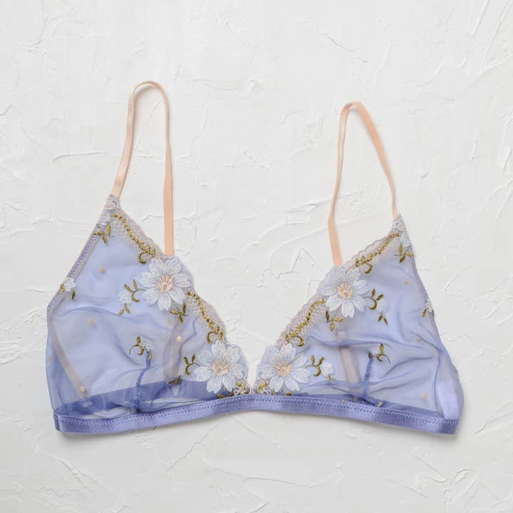 Leto Accessories - Wholesale Bralette - Women's - Daisy Embroidered Mesh Bralette 🌼6
