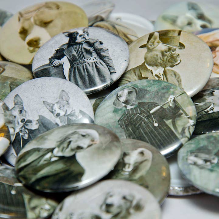 The Wild Oddisorium - Wholesale Lapel Pin/Button - Dog Buttons, Pins, Badges, POS, Funny Dogs in Clothes, Cute48