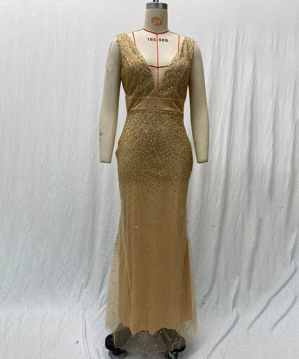 Aria Romance - Wholesale Gown - Women's - Halter V-Neck Slit Evening Gown5