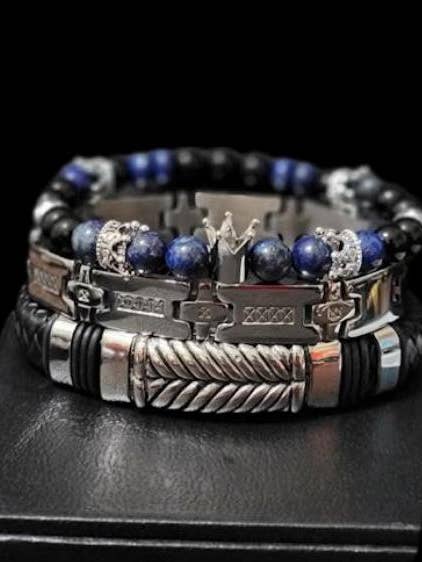 Lapis Lazuli och Onyx Armbandssats för män för wholesale av L. Styles, LLC