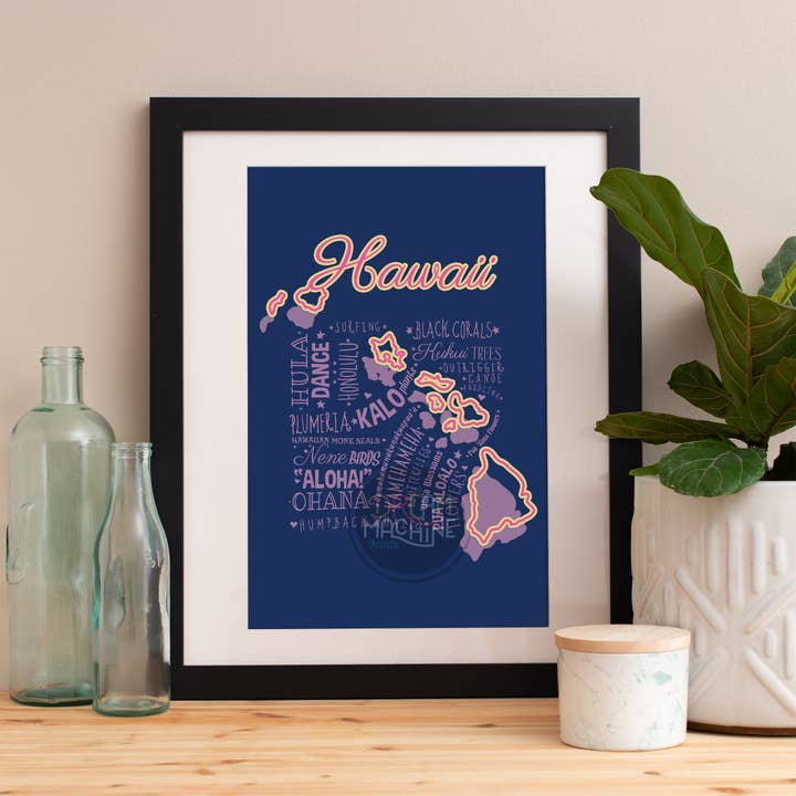 Hawaii State Print, Hawaii Art, Hawaii Poster, Hawaii Print State6 voor wholesale door DreamMachine Prints