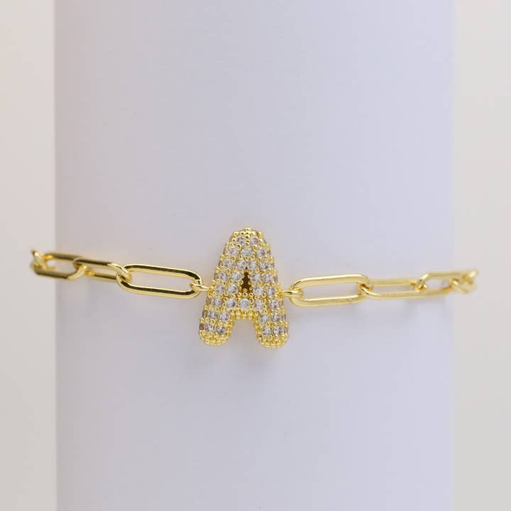 Savvy Bling - Wholesale Charm/Dangle Bracelet - CZ Initial Bubble Balloon Bracelet