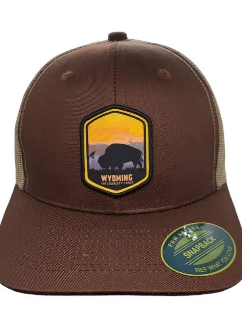 Wyoming The Equality State Snapback Trucker Hat With Patch for wholesale by PNW Apparel