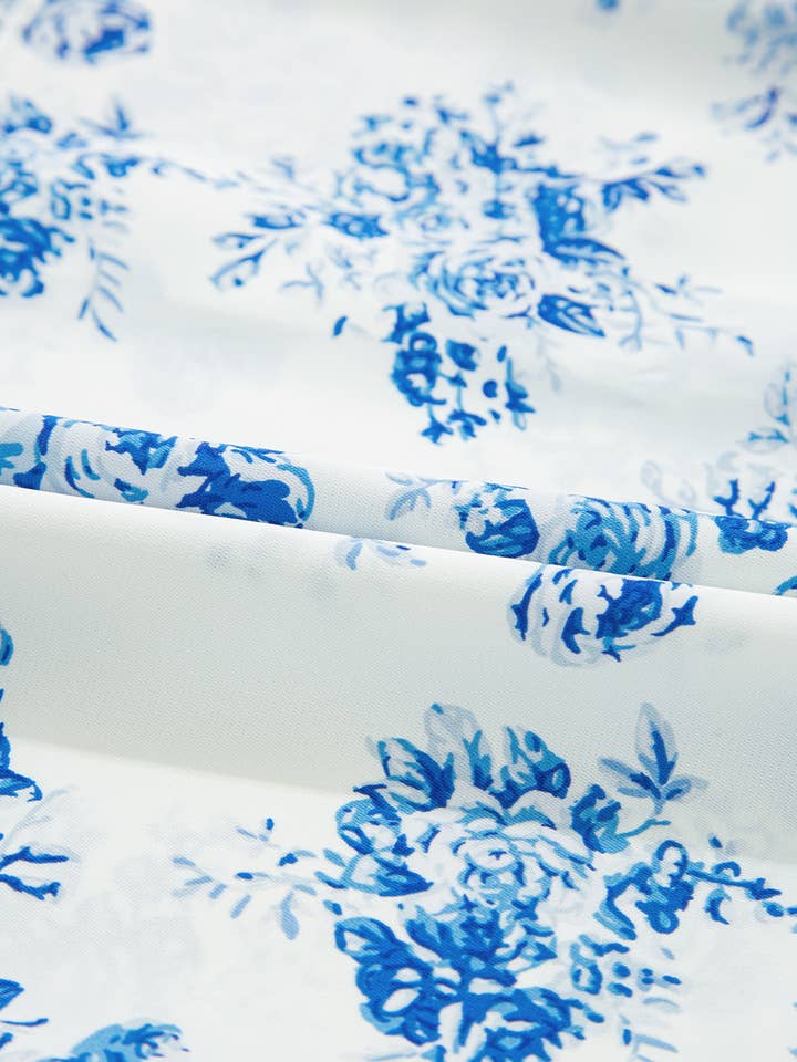 Comme indiqué Chemisier à boutons avec manches bouffantes plissées et motif floral BOHO | S-XL en vente sur Faire5