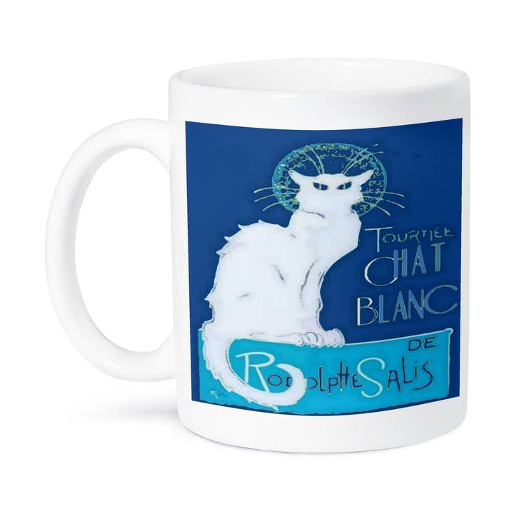3dRose - Wholesale Coffee Mug - 3dRose, Tournee Chat Blanc Parody Le Chat Noir - Distressed, Mug8