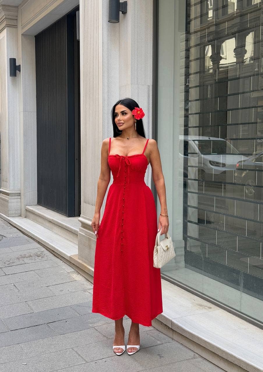 Standpoint Top – wholesale Dress – Women's – The Riviera Charm Lace-Up Midi Dress Summer Romance - 120211