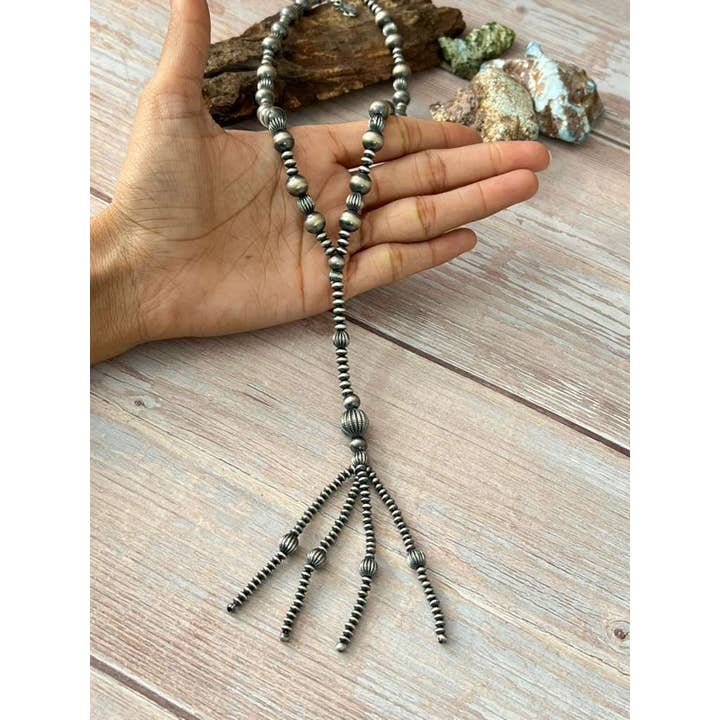 Nizhonitradersllc - Wholesale Beaded/Pearl Necklace - Handmade Sterling Silver Beaded Necklace with Signed Nizhoni (7)1