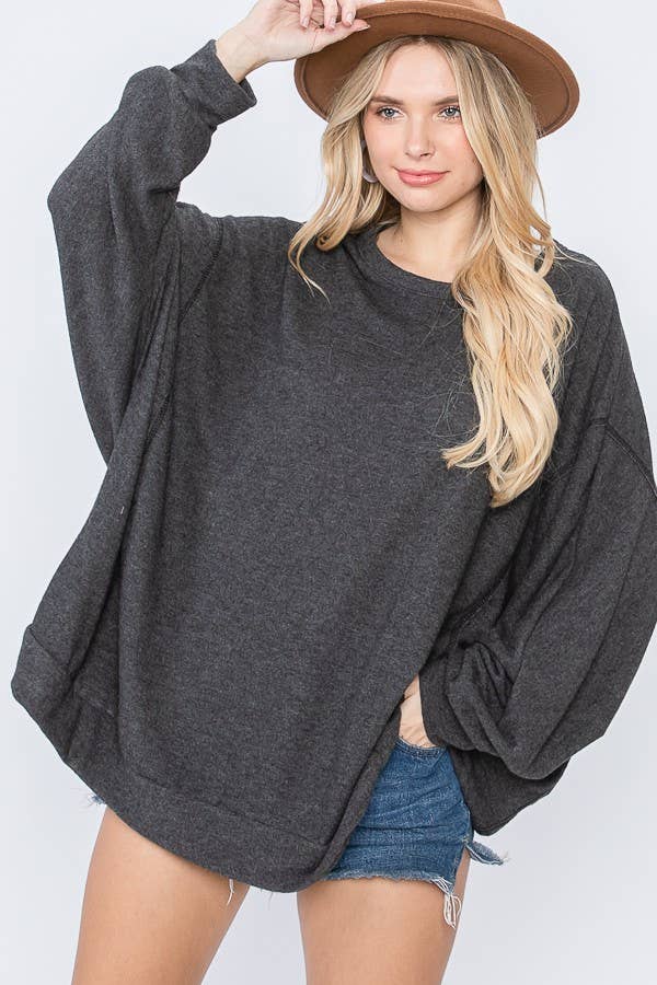 JADE BY JANE - Wholesale Tunic - Women's - OVERSIZE TUNIC WITH SCRUNCHED BACK0