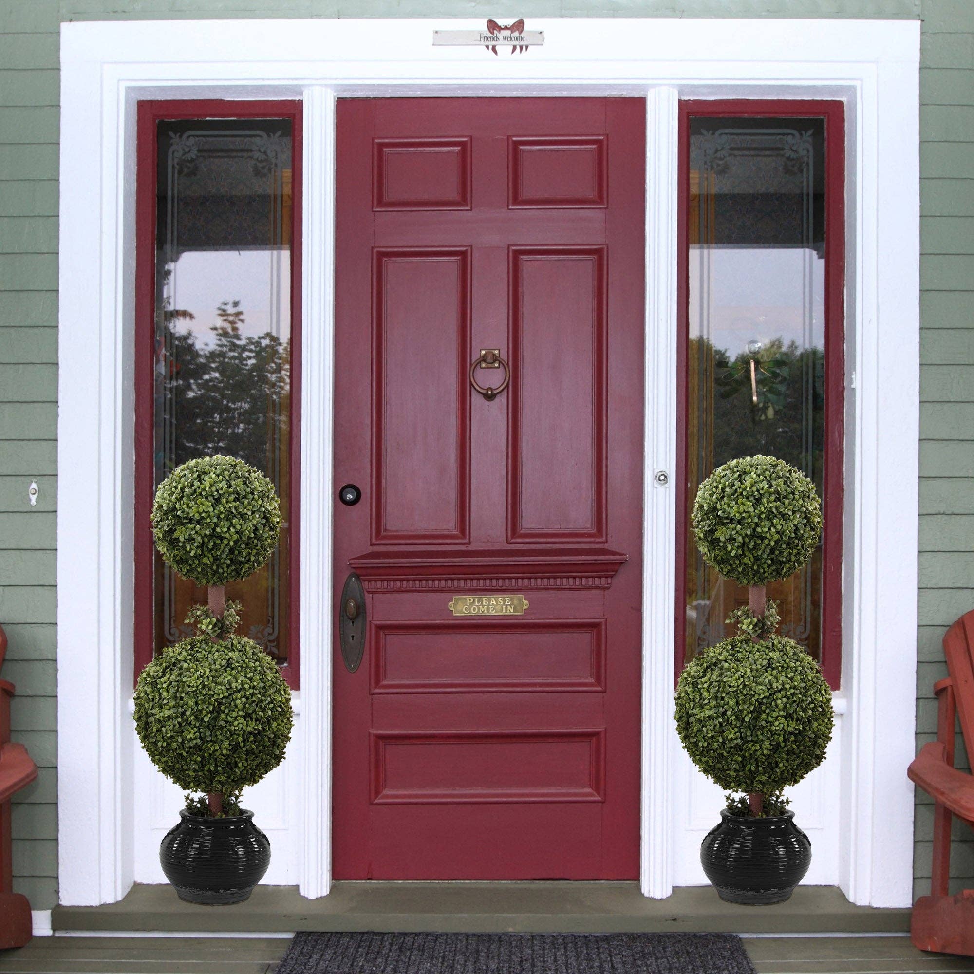 Larksilk – wholesale Artificial plant – Double Ball Boxwood Topiary - Lifelike Plastic Plant Decor2