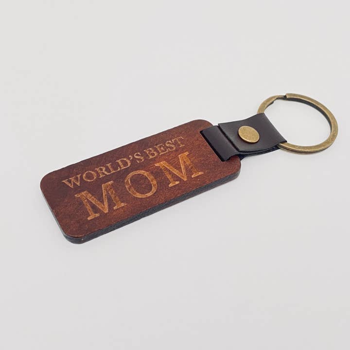Mio Queena - Wholesale Keychain - Unisex - Leather Wood Pendant Keychain Gift For Dad Mom Friends