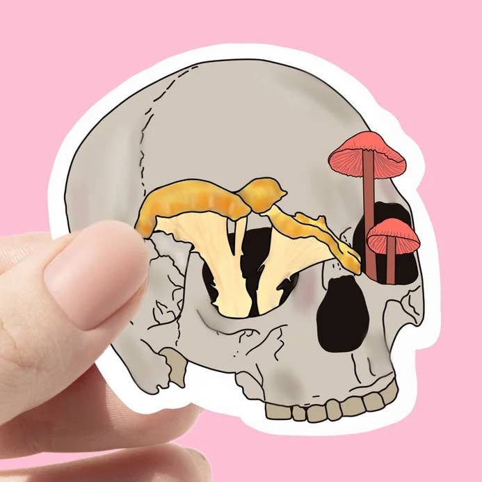Mushroom Skull Halloween Sticker for wholesale by Chlo Ranae Co