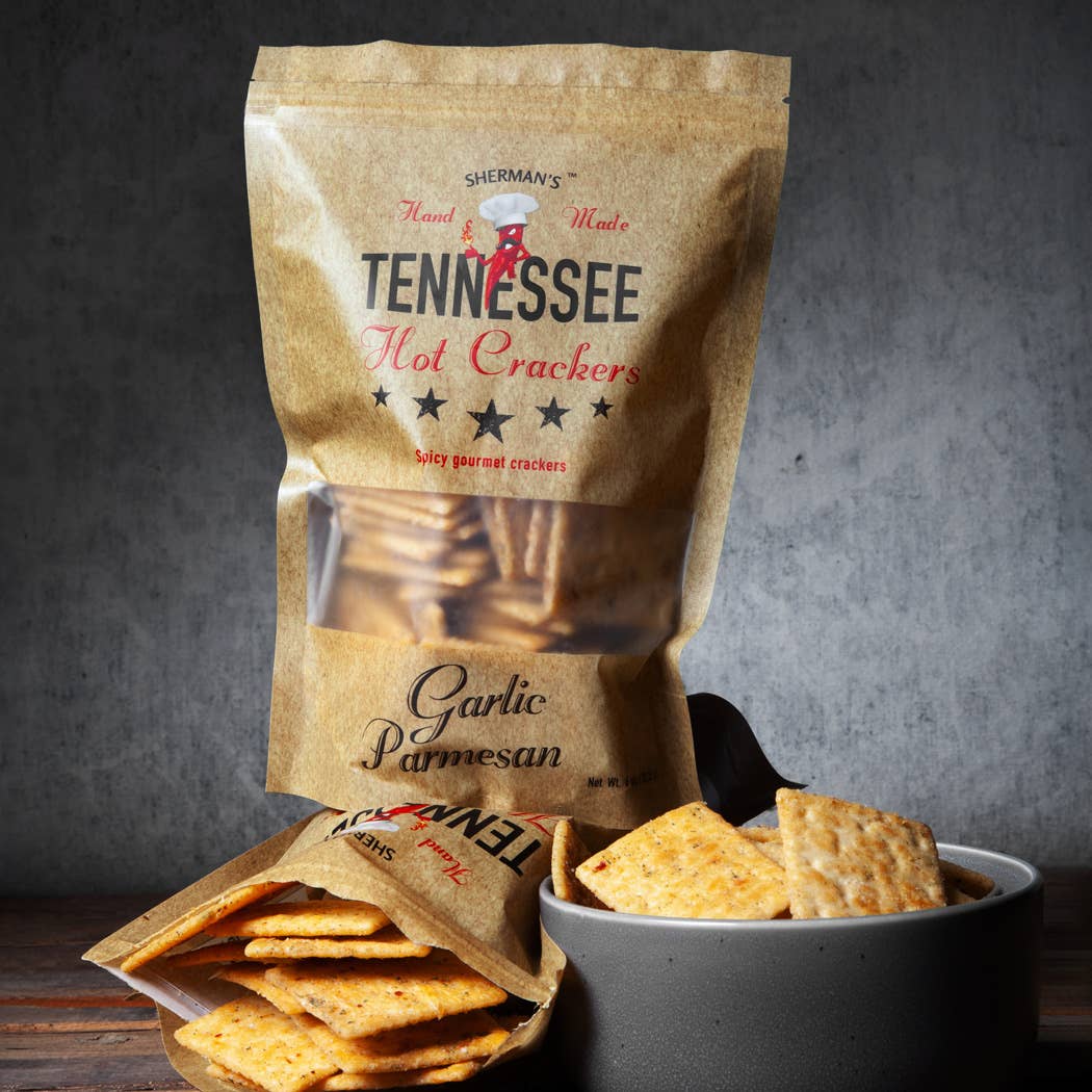 Sherman's Tennessee Hot Crackers - Wholesale Crackers - Sherman's Tennessee Hot Crackers, Garlic Parmesan Flavor 30 1