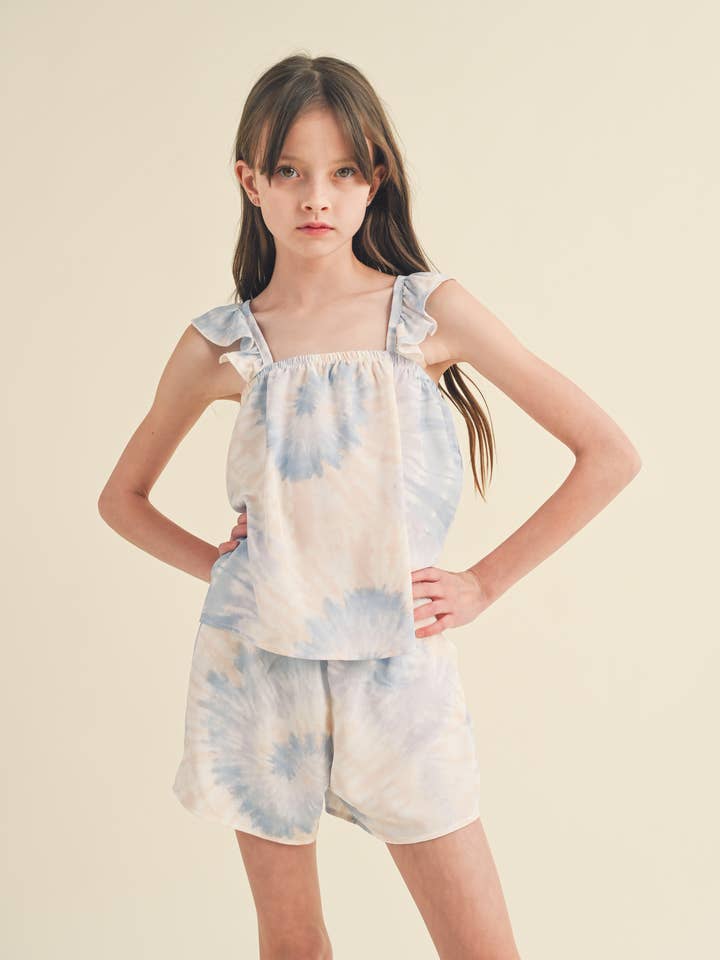 heart and arrow – wholesale Top & short set – Kids – TWEEN KIDS GIRLS RUFFLE SLEEVE SHORTS SET (7-14)2