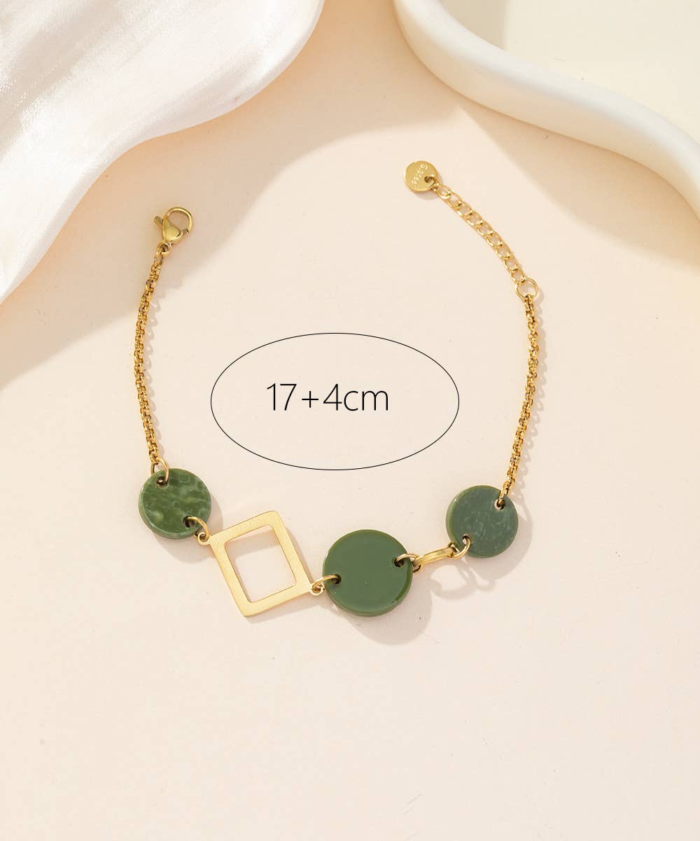 Blossom bijoux – Engroshandel Armbånd med led og kæde – 24BRA010 justerbart armbånd i rustfrit stål med guldbelægning1