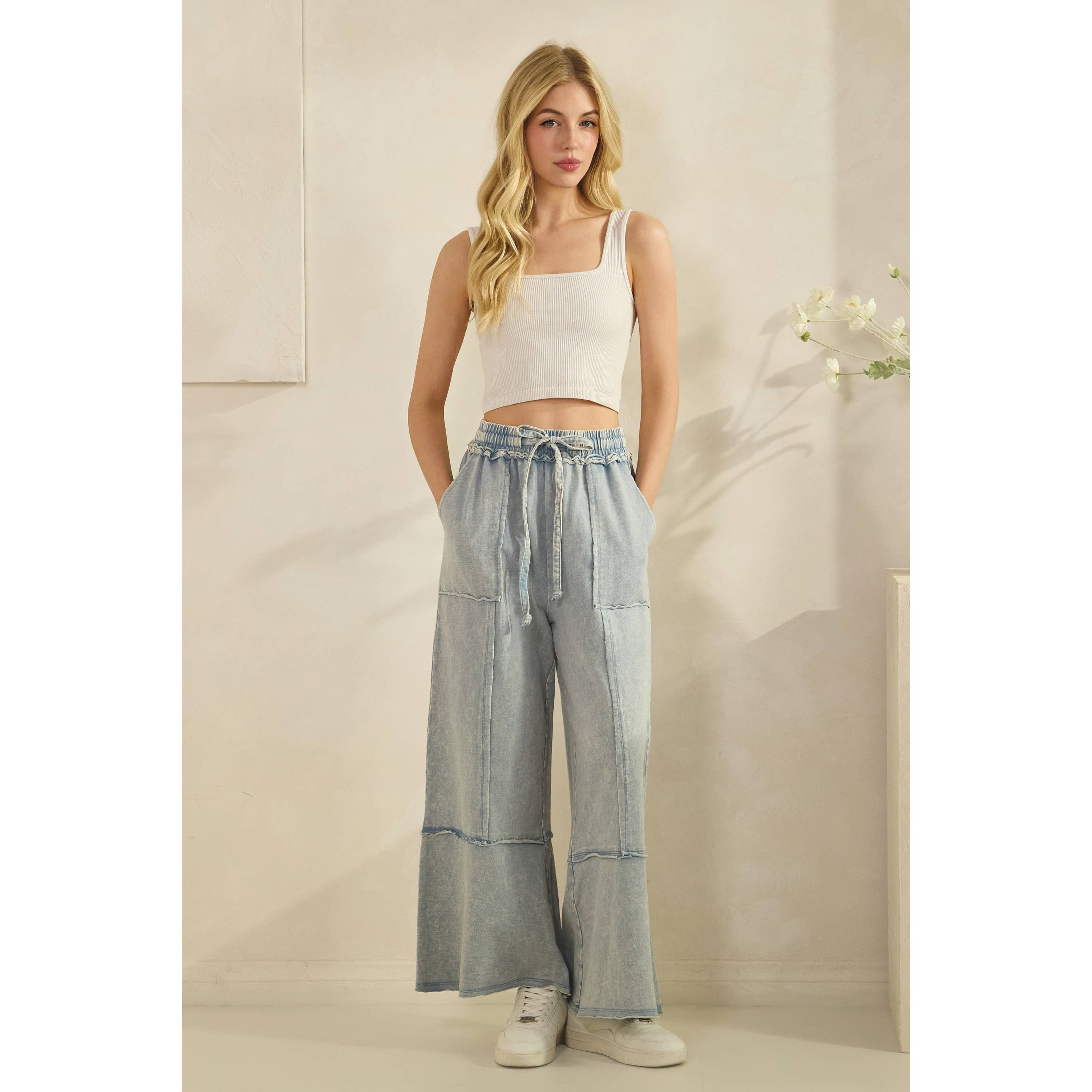 Sage + Fig - Wholesale Pants - Women's - MINERAL WASHED TERRY KNIT PANTS (SP7055-A)22