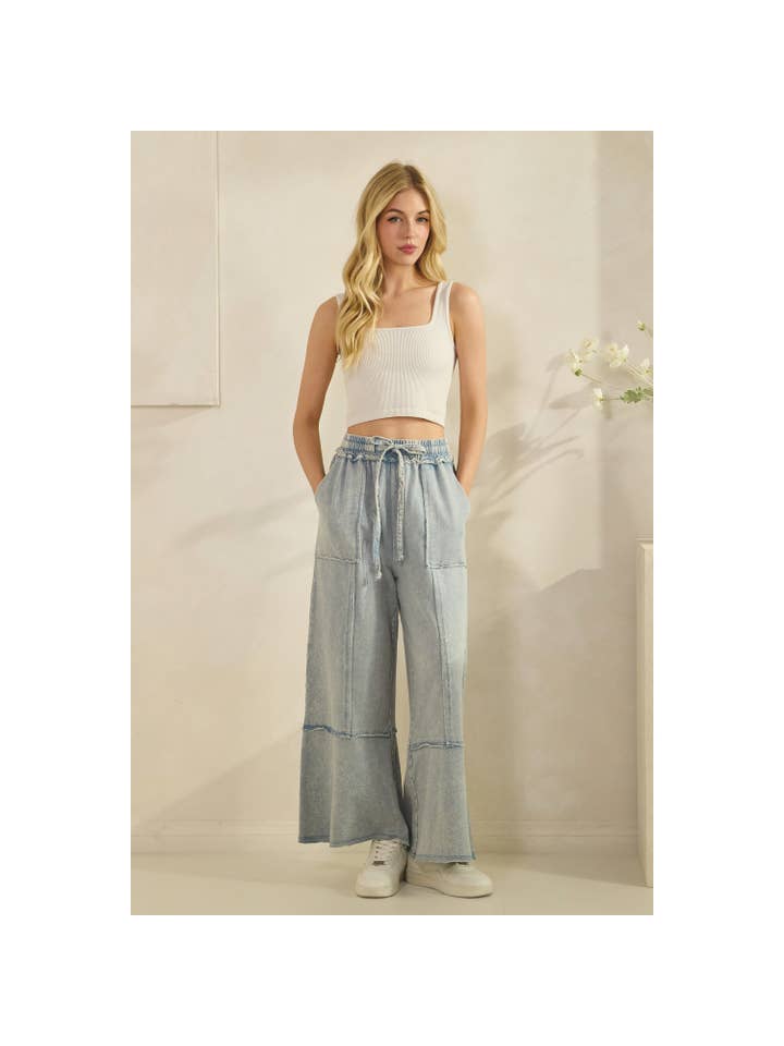Sage + Fig - Wholesale Pants - Women's - MINERAL WASHED TERRY KNIT PANTS (SP7055-A)22