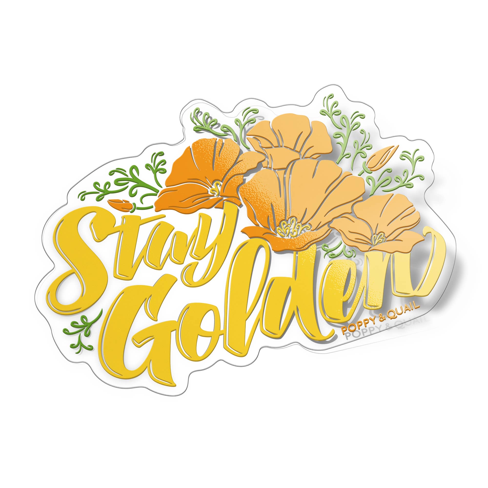 Poppy & Quail - Vente Autocollant - Autocollant Restez Dorées Coquelicots de Californie1