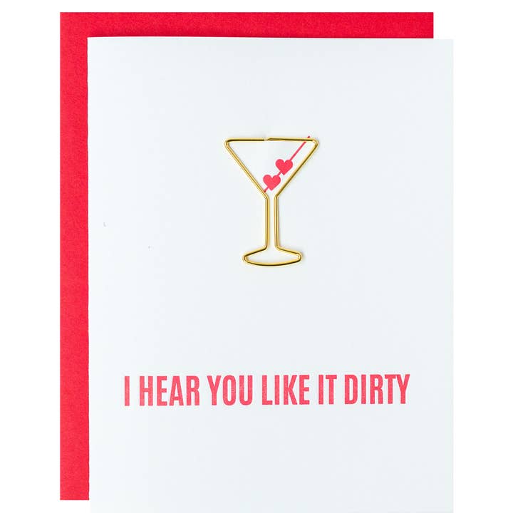 I Hear You Like It Dirty - Valentine | Love - Martini Paperclip Card for wholesale by Chez Gagné