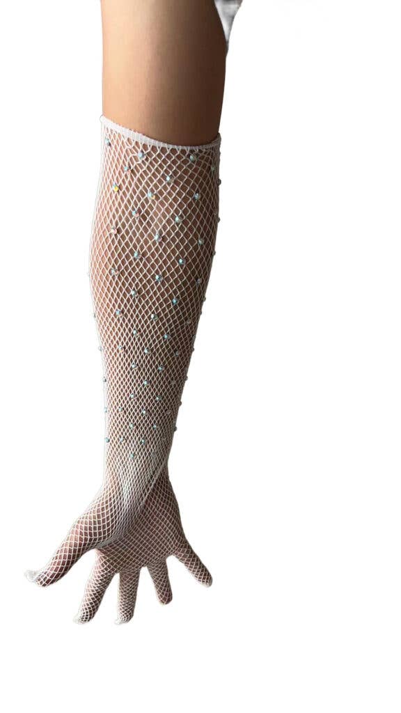 Western Fashion - Wholesale Gloves – Women's - 70504 - Fishnet Long gloves with stones ..3