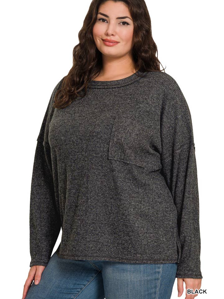 42POPS - Wholesale Knit Sweater - Women's - ",.SI-26742 Ribbed Brushed Melange Hacci Sweater6