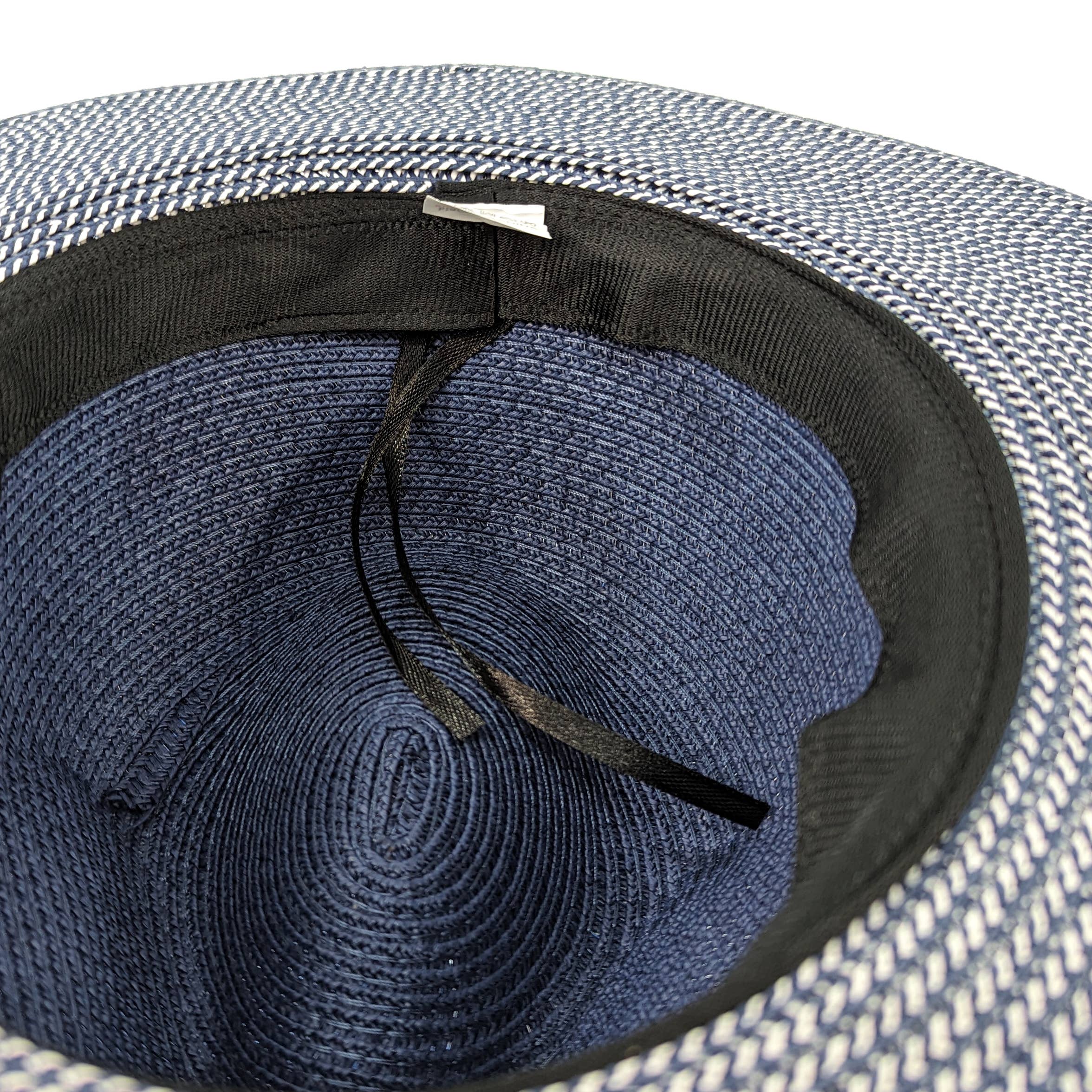 Black Ginger - Vendita all'ingrosso Cappello di paglia - Donna - Cappello da sole da viaggio stile Panama pieghevole - Blu screziato (57 cm)5