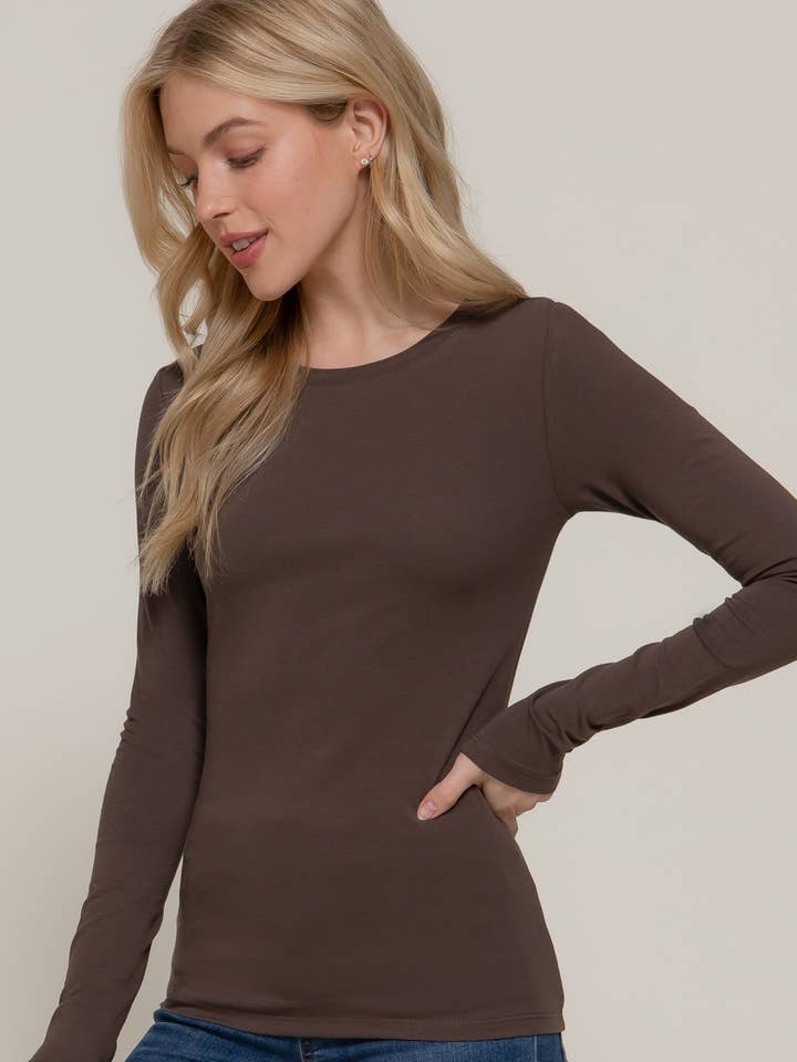 Active Basic | Active USA - Wholesale Knit Top - Women's - Long Sleeve Crew Neck Cotton Spandex Jersey Top24