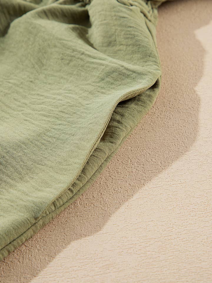 Green Frilly Square Neck Smocked High Waist Plus Size Dress for wholesale on Faire7