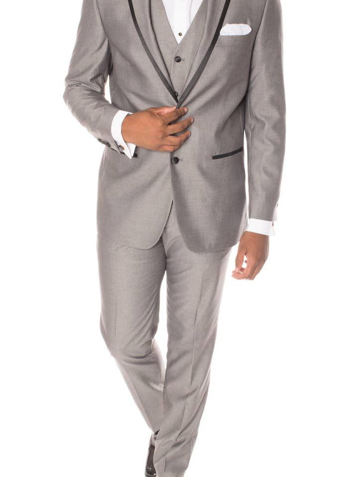 Celio Grey & Black Slim Fit 3 Piece Tuxedo for wholesale by Ferrecci