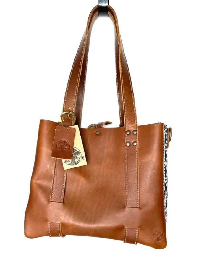 Leather Mini Market Tote for wholesale by Oak River Company
